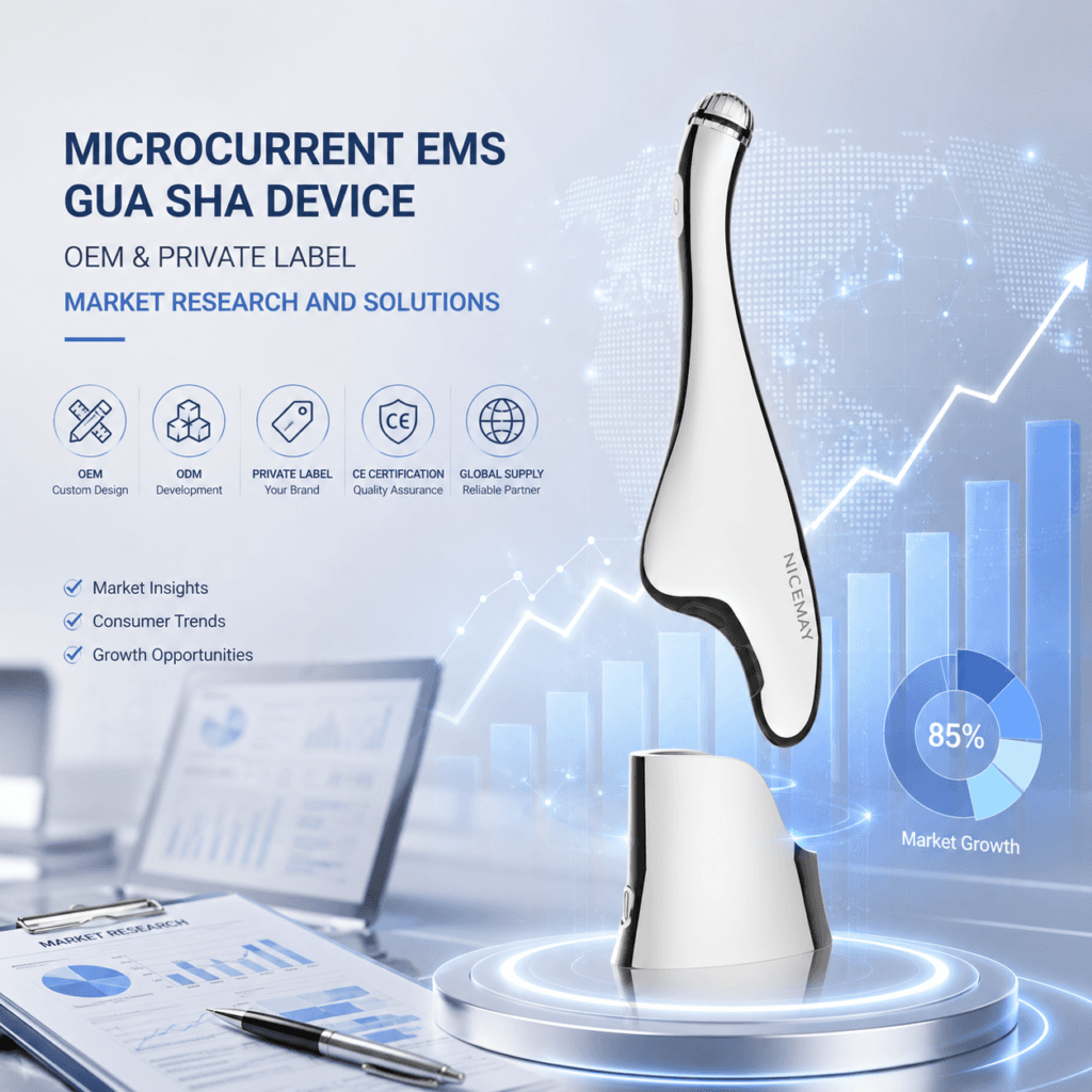 Microcurrent EMS Gua Sha Device for OEM and Private Label manufacturing with global market research analysis