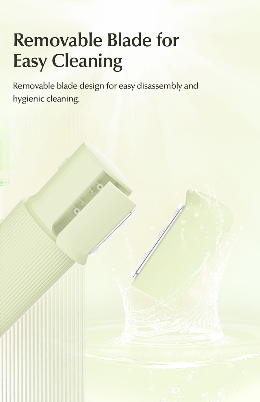 NICEMAY 2315 mini hair trimmer with detachable blade shown for easy cleaning.