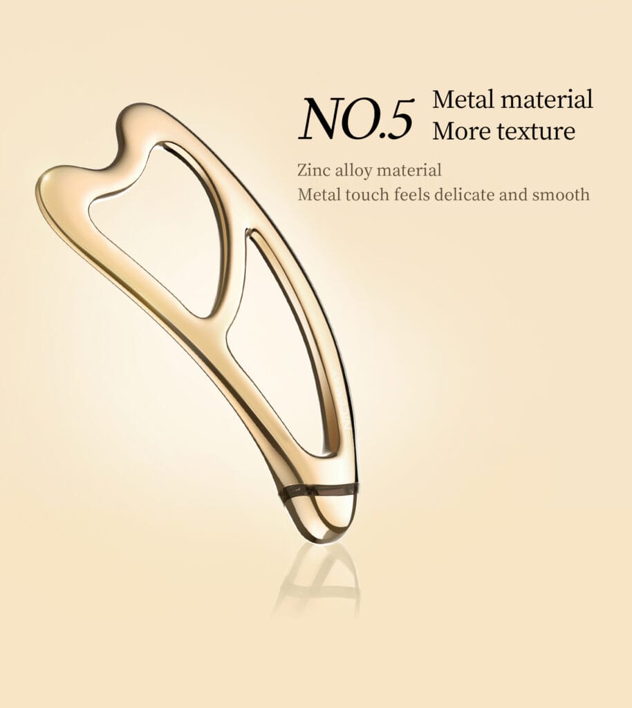 Gold NICEMAY MR-2317 facial sculpting tool presented as a zinc-alloy beauty tool.