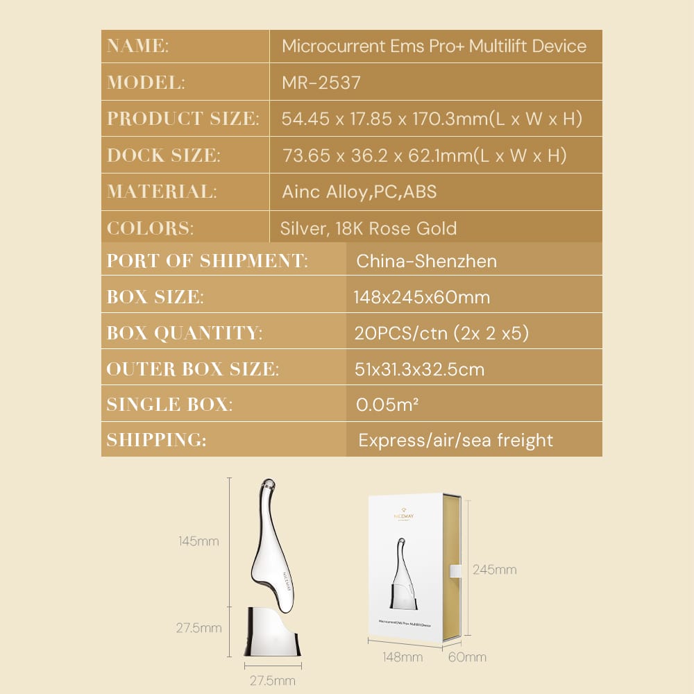 NICEMAY MR-2537 product specifications and retail packaging dimensions.