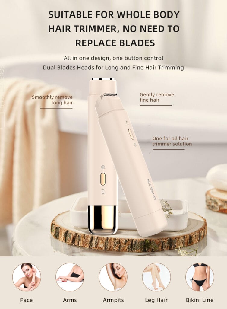 NICEMAY multifunctional hair trimmer for facial and body grooming with detachable washable heads and multiple attachments, product image 3