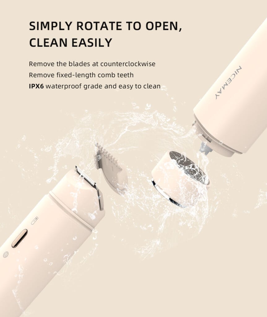 NICEMAY multifunctional hair trimmer for facial and body grooming with detachable washable heads and multiple attachments, product image 6