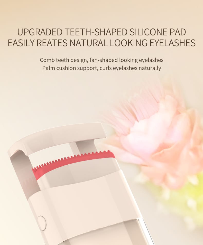NICEMAY heated eyelash curler with silicone lash pad, thermochromic temperature indicator, built-in LED light, and Type-C charging, product image 3