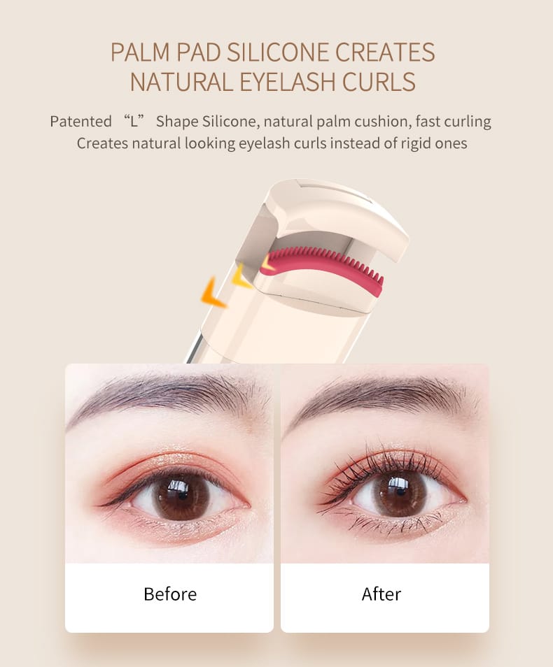 NICEMAY heated eyelash curler with silicone lash pad, thermochromic temperature indicator, built-in LED light, and Type-C charging, product image 5