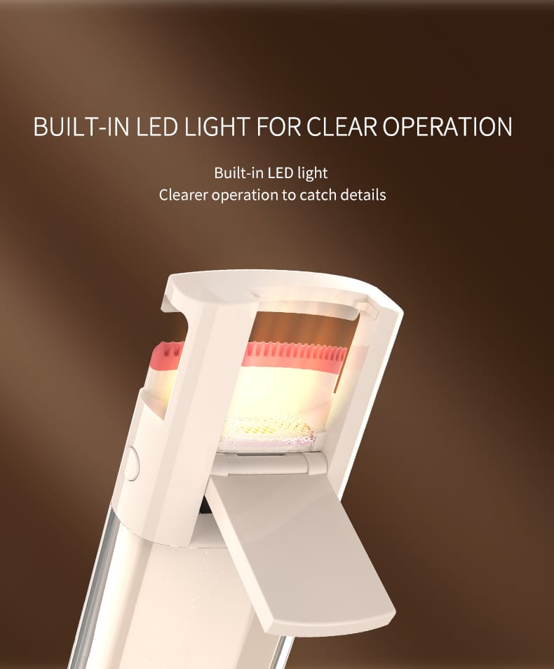 NICEMAY heated eyelash curler with silicone lash pad, thermochromic temperature indicator, built-in LED light, and Type-C charging, product image 8
