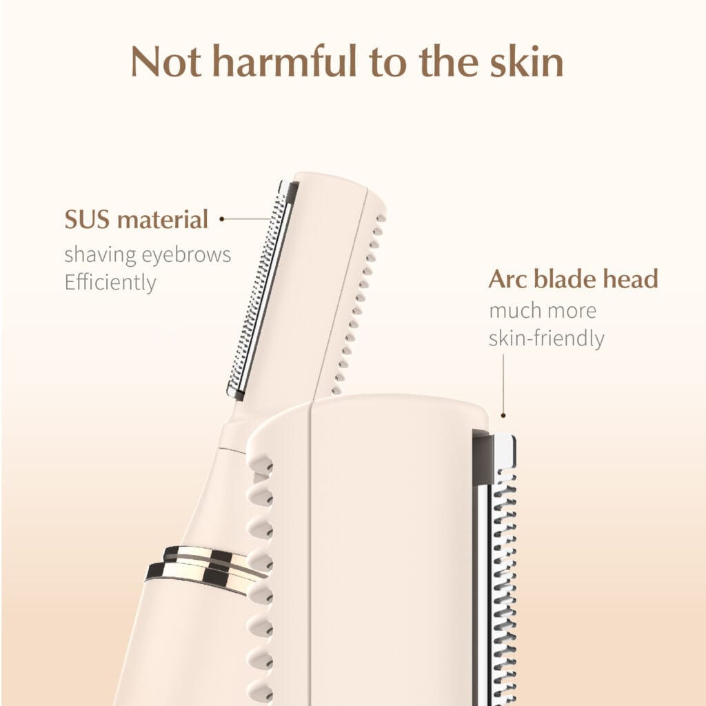 NICEMAY 2-in-1 eyebrow trimmer and heated eyelash curler with arc blade head, comb head, adjustable angle, and Type-C charging, product image 4