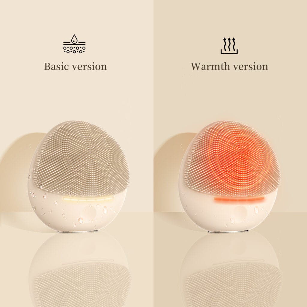 NICEMAY 2369 facial cleansing device graphic showing basic and warmth versions.