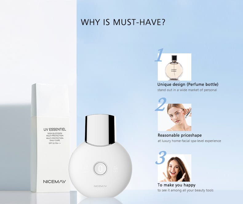 NICEMAY BJ-1809 ultrasonic skin scrubber product line and compact design