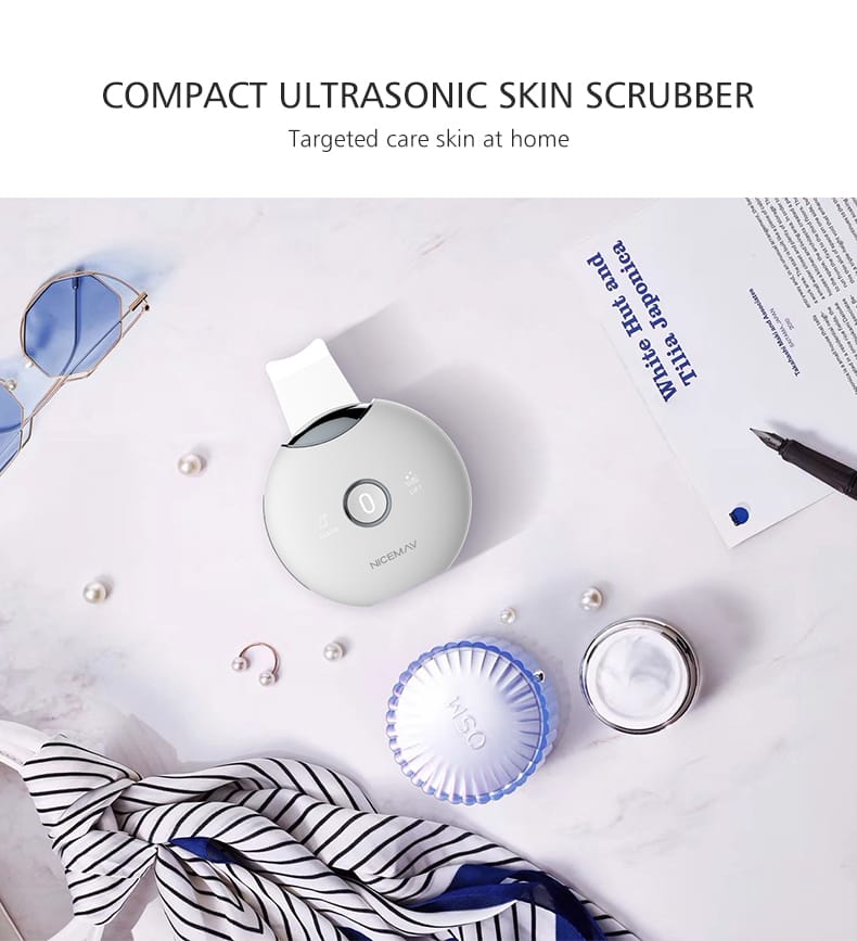 NICEMAY BJ-1809 compact ultrasonic skin scrubber lifestyle image
