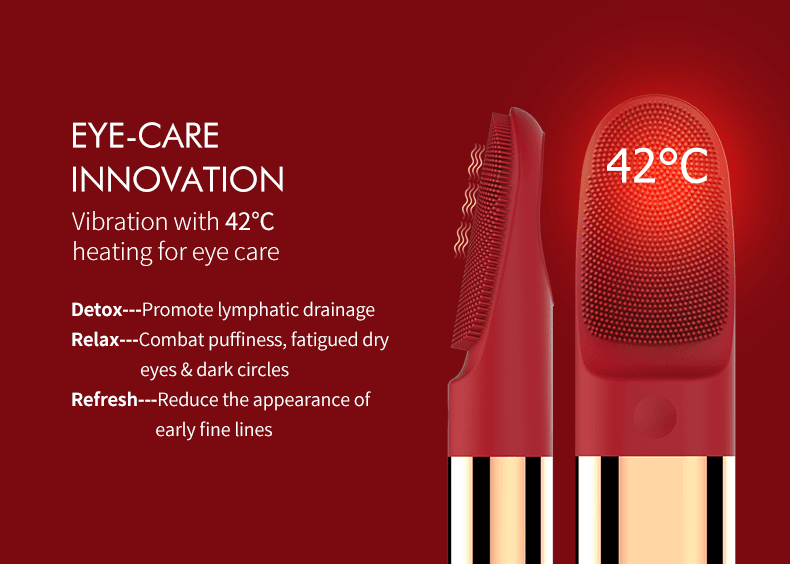 NICEMAY MR-1931 eye-care device graphic with vibration and 42°C heating.