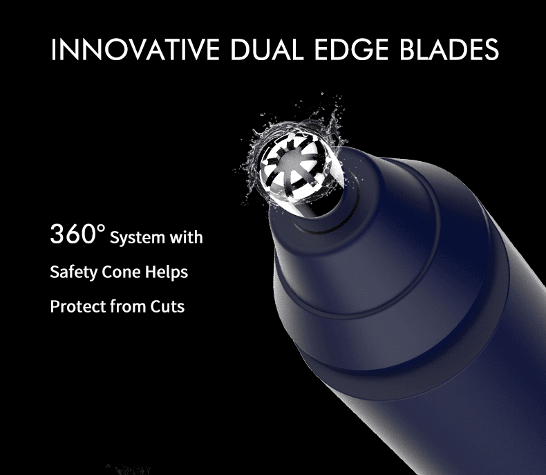 NICEMAY QM-1905 dual-edge trimmer blades with a 360-degree safety cone.