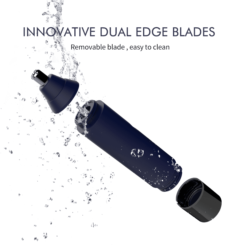 NICEMAY QM-1905 removable dual-edge trimmer blade shown with water droplets.