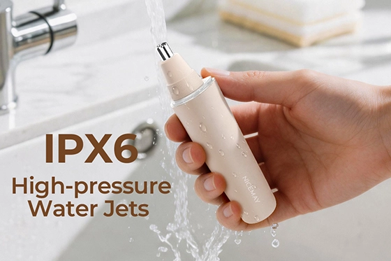 NICEMAY QM-2065 nose and ear trimmer shown with IPX6 water protection.