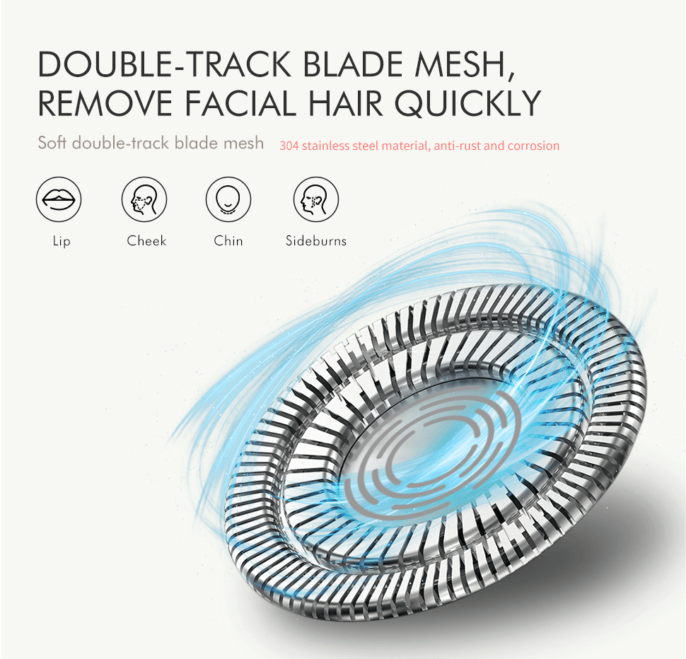 NICEMAY QM-2066 facial hair remover with double-track blade mesh