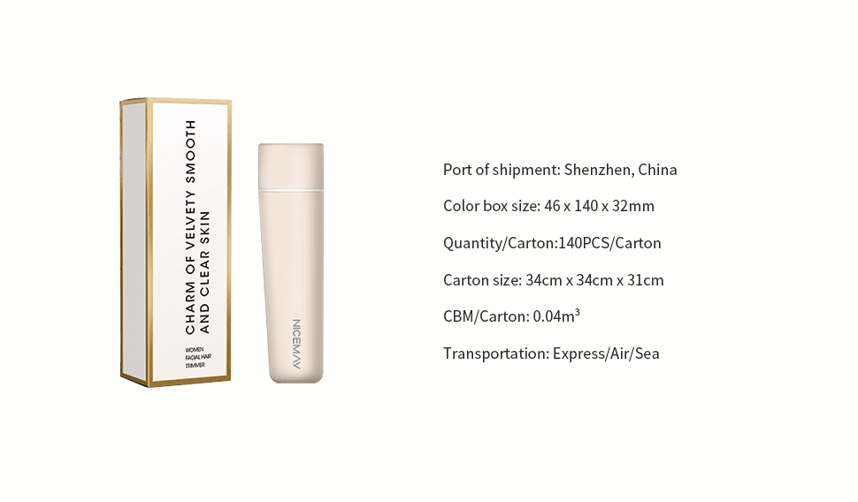 NICEMAY QM-2066 facial hair remover retail packaging and shipping details